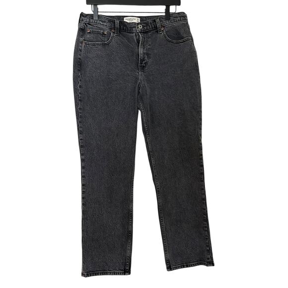 Abercrombie & Fitch Black Mid Rise 90s Straight Jean Size 29 US 8 Grey - Picture 2 of 5